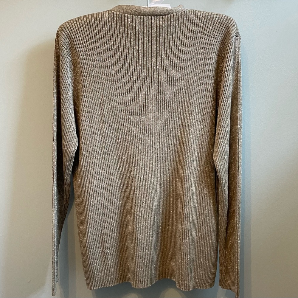 Joseph A. Metallic Silk Blend Women’s Cardigan Sweater Size XL Beige Tan - Picture 3 of 4